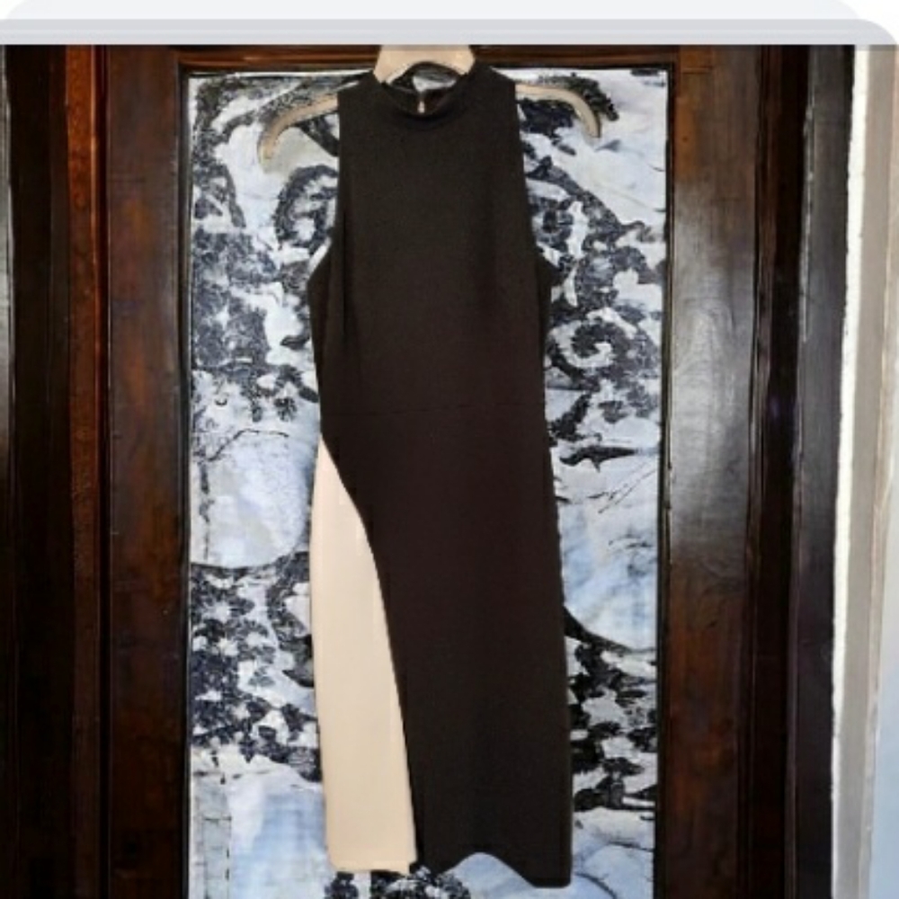 WHBM black with white sheath dress. 2